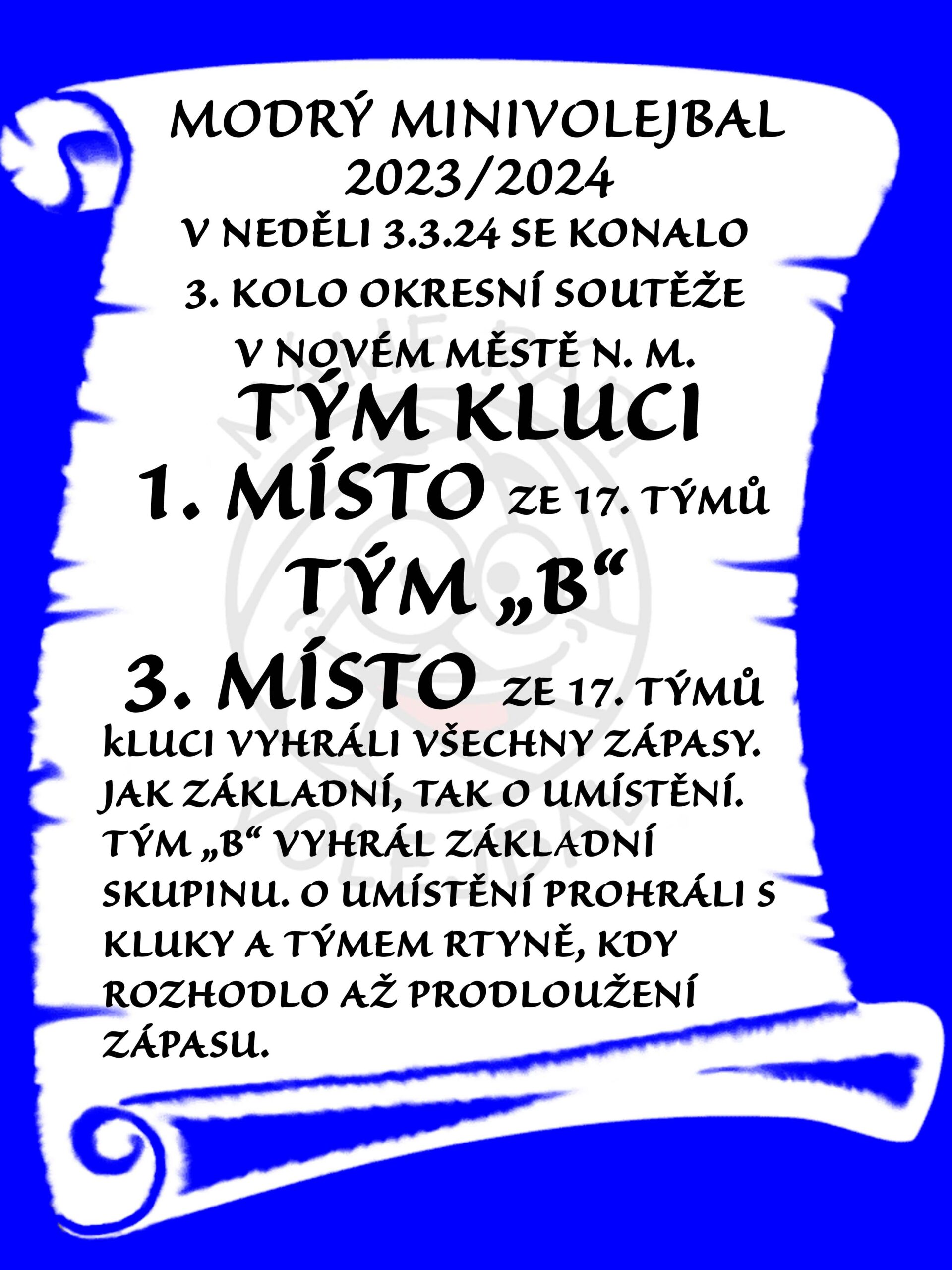 MODRÝ MINIVOLEJBAL 3. KOLO